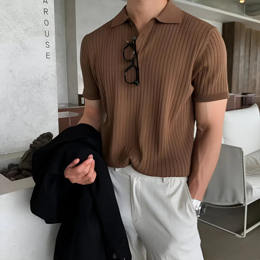 KNITTED BUTTON-UP POLO
