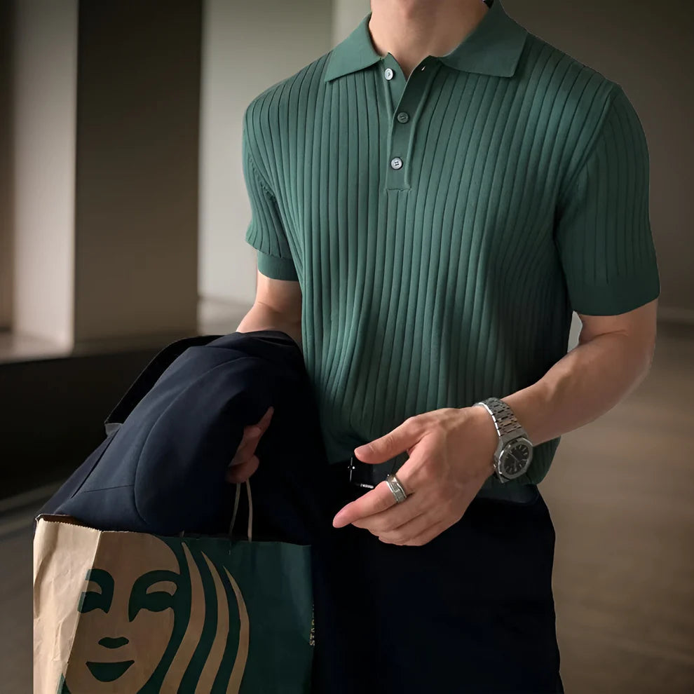 KNITTED BUTTON-UP POLO